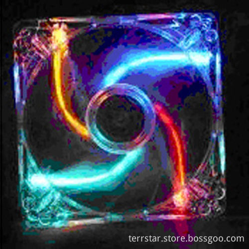 LED Fan with Green, Red and Blue Lights, Measures 80 x 80 x 25mm
